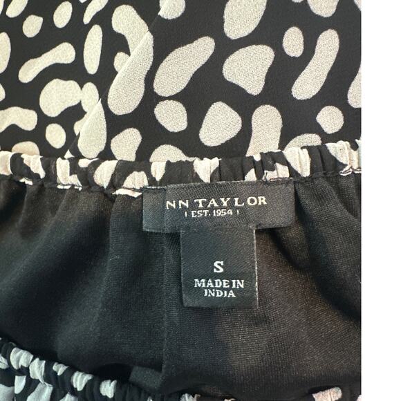 Ann Taylor black white print 3/4 sleeves tunic blouse size Small - Picture 2 of 13